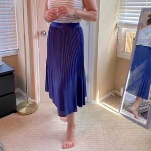 J Crew Size 8 Pleated Blue MIDI Skirt